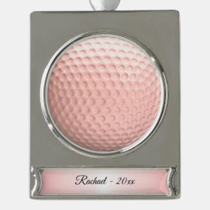 Pink Golf Ball Sport Banner-Ornament Silber