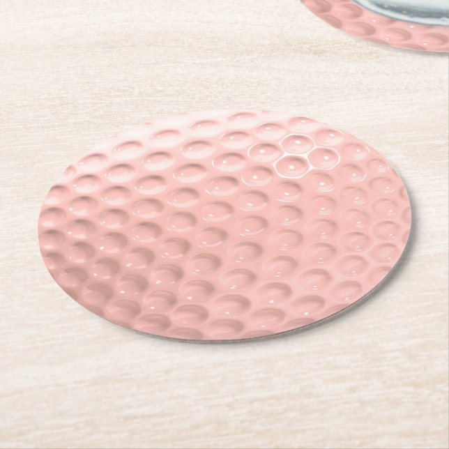 Pink Golf Ball Sport Runder Pappuntersetzer (Angewinkelt)