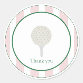 Pink Golf Ball und tee Danke Stickers