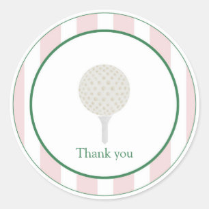 Pink Golf Ball und tee Danke Stickers