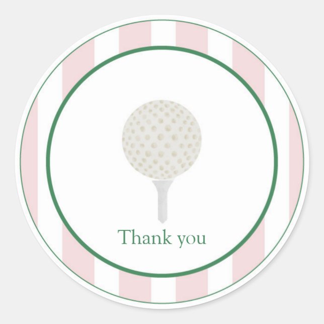 Pink Golf Ball und tee Danke Stickers (Vorderseite)