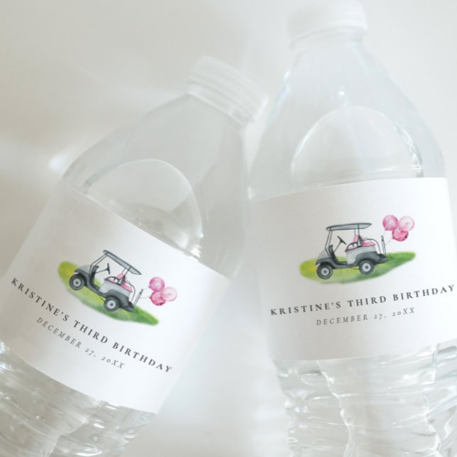 Pink Golf Birthday Par-tee Wasserflaschenetikett (Von Creator hochgeladen)