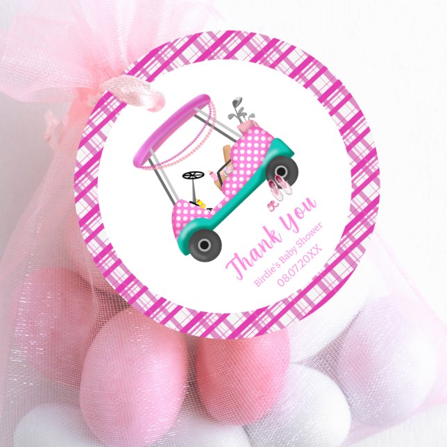 Pink Golf Cart Babyausstattung Babydusche Danke Geschenkanhänger (Von Creator hochgeladen)