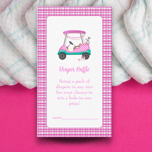 Pink Golf Cart Babyausstattung Babydusche Windeln Begleitkarte