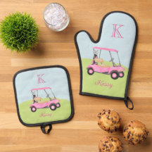 Pink Golf Cart Clubs Monogramm Name