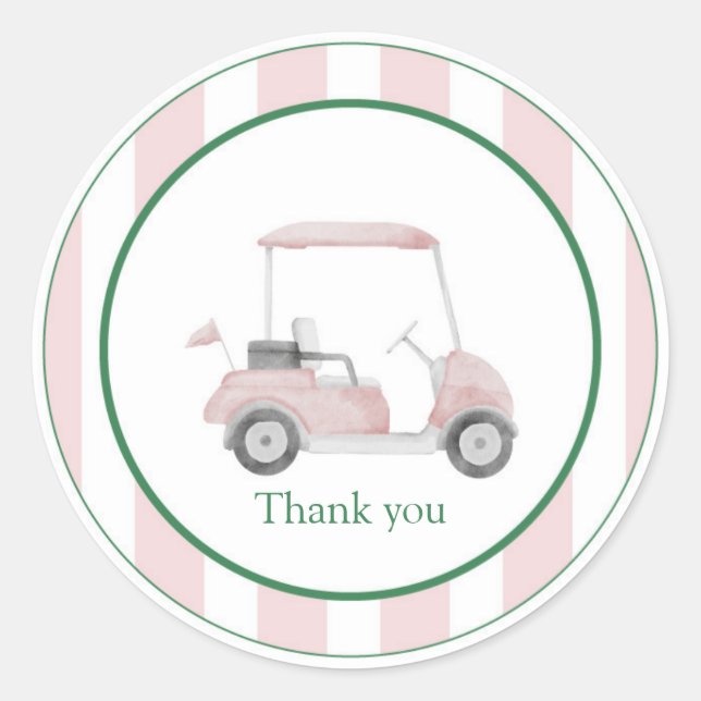 Pink Golf Cart Danke Stickers (Vorderseite)