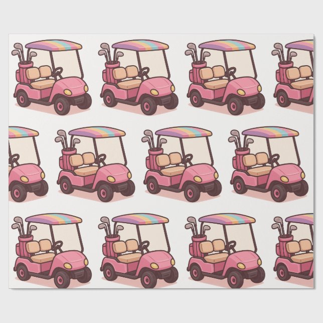 Pink Golf Cart Geschenkpapier (Flach)
