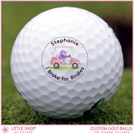 Pink Golf Cart I Break for Birdies Custom Golf Golfball