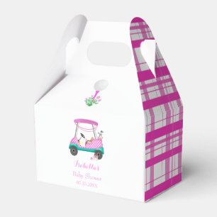 Pink Golf Cart mit Babyausstattung Babydusche Geschenkschachtel
