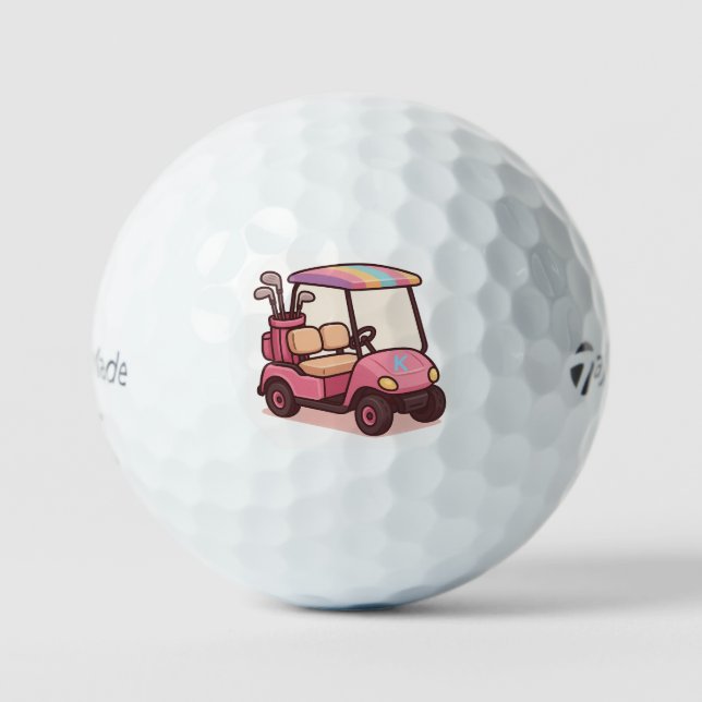 Pink Golf Cart Personalisiert Golfball (Vorderseite)