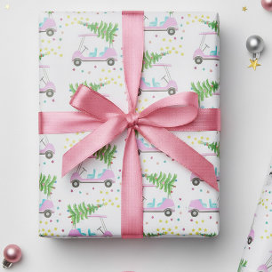 Pink Golf Cart Weihnachtsbaum Weißes Wrapping Papi Geschenkpapier