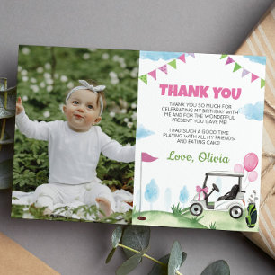 Pink Golf Girl Geburtstag Foto Danke Karte