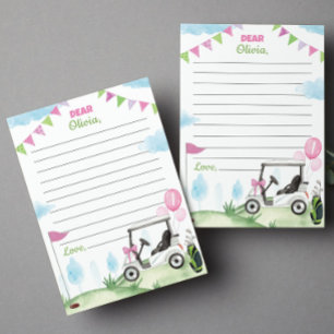 Pink Golf Girl Time Capsule Note Card Dankeskarte
