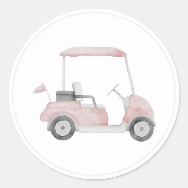 Pink-Golf-Karren-Aufkleber Runder Aufkleber (Vorderseite)