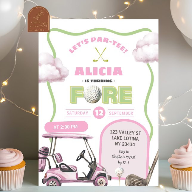 Pink-Golf-Kind zum Geburtstag Einladung (Von Creator hochgeladen)