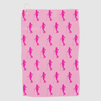 Pink Golf Lady Silhouette Golf Towel Golfhandtuch
