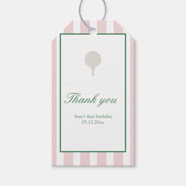 Pink Golf Rectangle Gefälligetags Geschenkanhänger (Vorderseite)