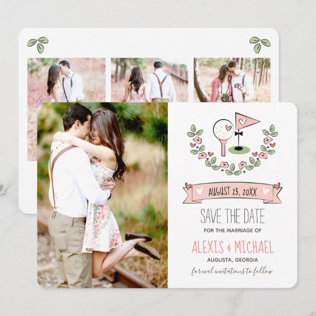 Pink Golf Save the Date (Vorne/Hinten)