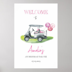 Pink Golf Theme Willkommen Poster