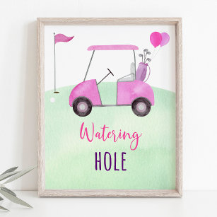 Pink Golf Watering Hole Geburtstagszeichen Poster