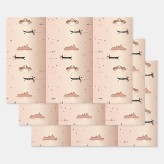 Pink Gondolas Venice Italien Packpapier Geschenkpapier Set