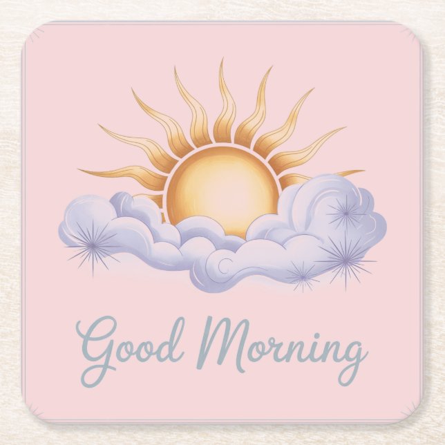 Pink Good Morning Sun Clouds Untersetzer Set (Vorderseite)