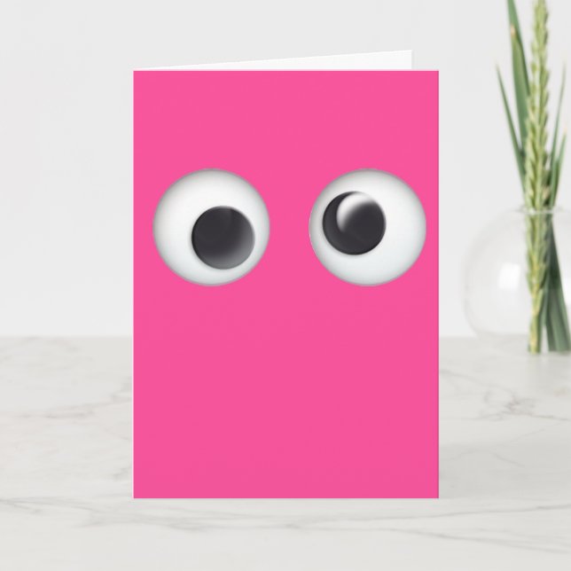 Pink Googly Eyes Happy Birthday Card Karte (Vorderseite)