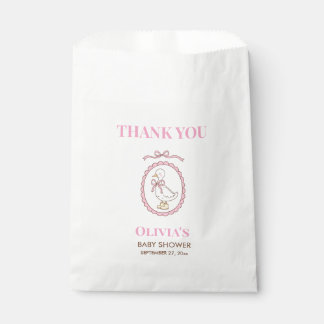 Pink Goose Baby Shower Favor Bags | Personalized Geschenktütchen