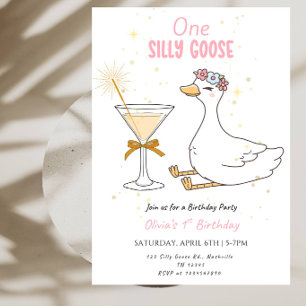 Pink Goose Erster Geburtstag - Goose Erster Geburt Einladung