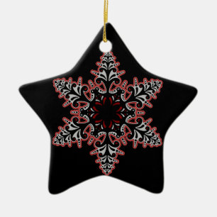 Pink Goth Filigree Snowflake Weihnachten oder Weih Keramikornament