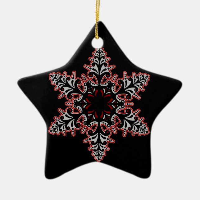 Pink Goth Filigree Snowflake Weihnachten oder Weih Keramikornament (Vorne)