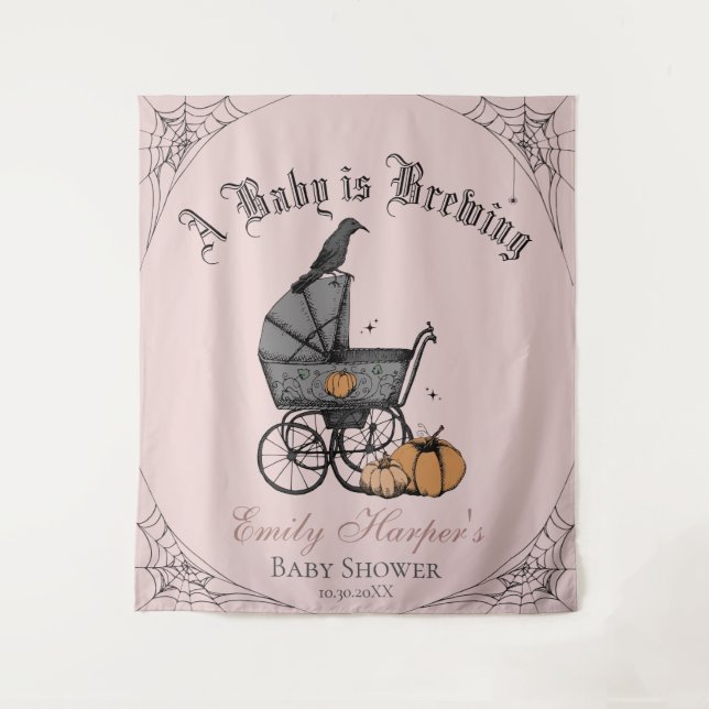 Pink Gothic Ein Baby braut Babydusche Hintergrund Wandteppich (Vorderseite)