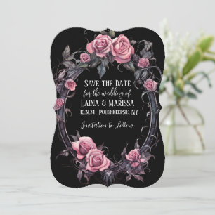 Pink Gothic Floral Save the Date Einladung