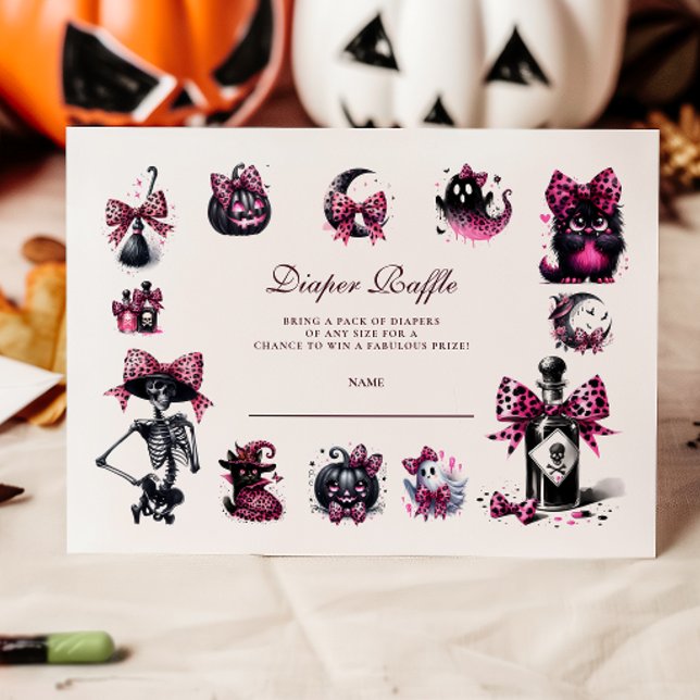 Pink Gothic Halloween Diapper Raffle Begleitkarte (Von Creator hochgeladen)