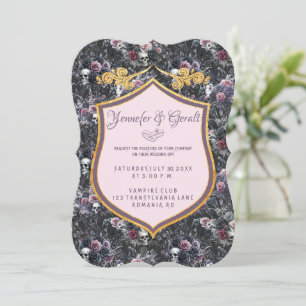 Pink Gothic Romantic Moody Blume Skull Einladung