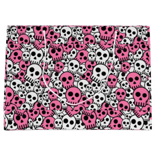 Pink Gothic Skull Pattern Print Große Geschenktüte