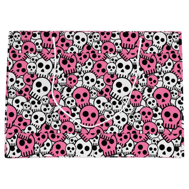 Pink Gothic Skull Pattern Print Große Geschenktüte (Vorderseite)