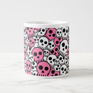 Pink Gothic Skull Pattern Print Jumbo-Tasse