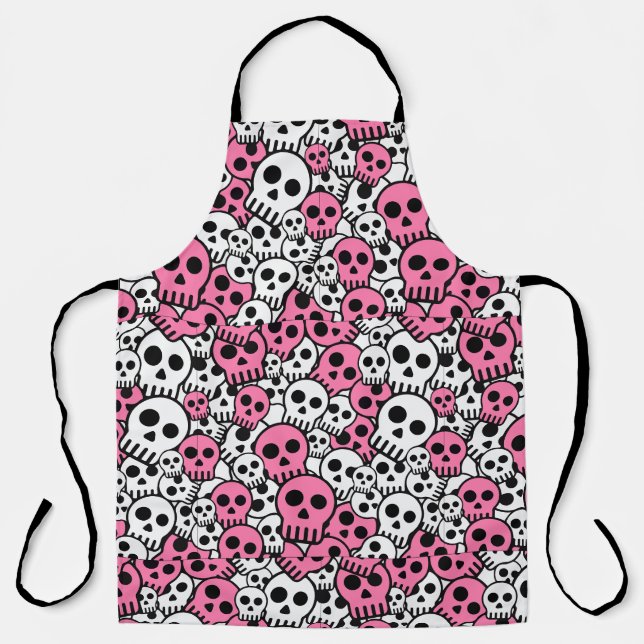 Pink Gothic Skull Pattern Print Schürze (Vorderseite)