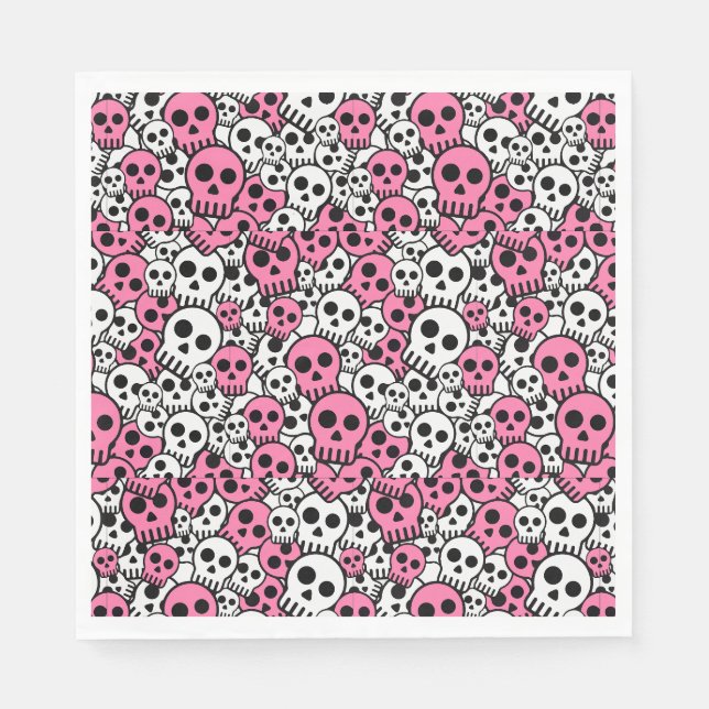Pink Gothic Skull Pattern Print Serviette (Vorderseite)