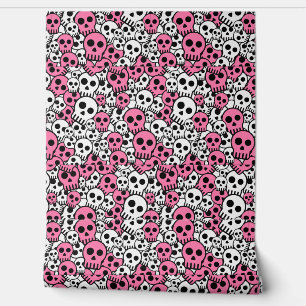 Pink Gothic Skull Pattern Print Tapete