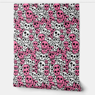 Pink Gothic Skull Pattern Print Tapete