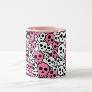 Pink Gothic Skull Pattern Print Tasse