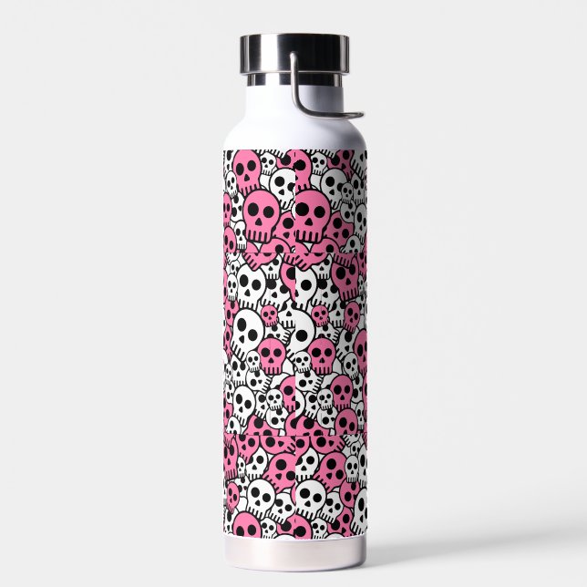 Pink Gothic Skull Pattern Print Trinkflasche (Links)
