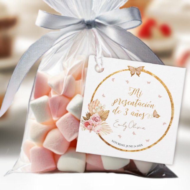 Pink Gown Girl Mi Presentación de 3 Años Spanisch Geschenkanhänger (Von Creator hochgeladen)