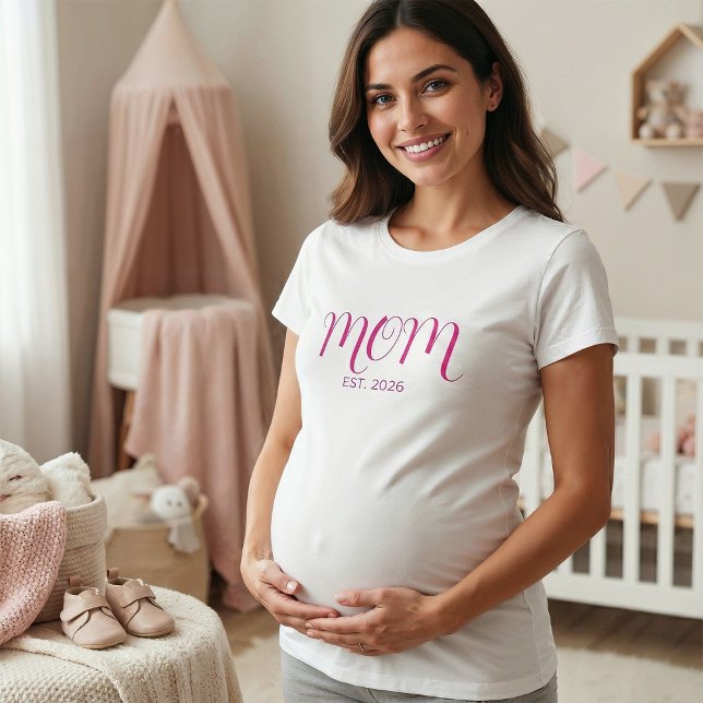 Pink Graceful Script Established Mom T-Shirt (Von Creator hochgeladen)