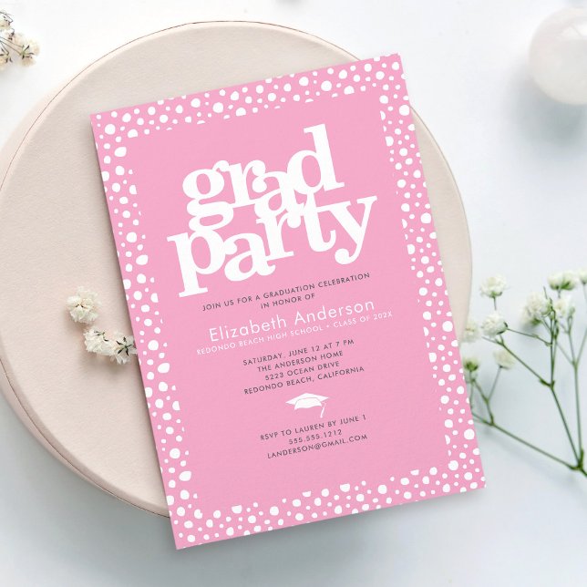 Pink grad Party Moderne fette Typografie elegant Einladung (Von Creator hochgeladen)
