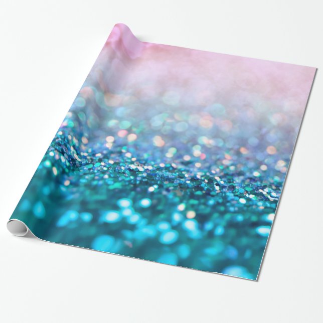 Pink Gradient Blue Aquamarin Sparky Trendy Glitzer Geschenkpapier (Ungerollt)