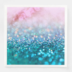 Pink Gradient Blue Aquamarin Sparky Trendy Glitzer Serviette