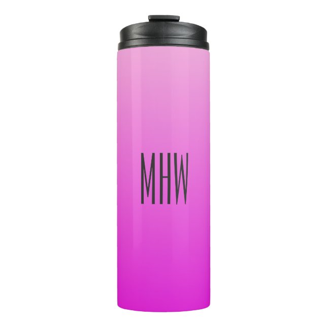 Pink Gradient Custom Monogram Tumbler Thermosbecher (Vorderseite)